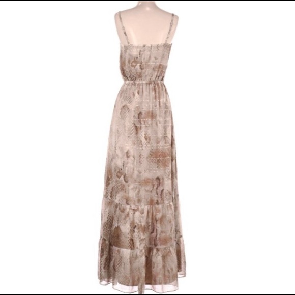 Express Snake Print Chiffon Ruffle Maxi Dress Size Small - Picture 3 of 3